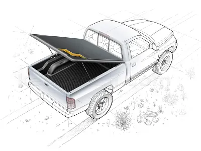 Truck bed liner automotive illustration car illustration car rendering illustration illustration cut away