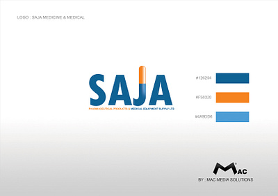 Saja pharmaceutical branding design illustration vector