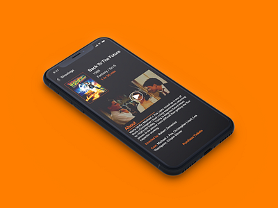 Movie Tickets Mobile IOS App Design app dark dark mode dark theme ios mobile movie orange perspective showtimes simple theatre tickets ui ux