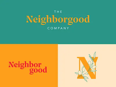 The Neighborgood Company brand design brand identity design olive branch olives wordmark yellow