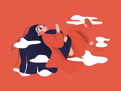 Falling Lady abstract character cloud concept cute design falling fashion graphic happy illustration kid lady oc sky spring summer