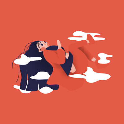 Falling Lady abstract character cloud concept cute design falling fashion graphic happy illustration kid lady oc sky spring summer