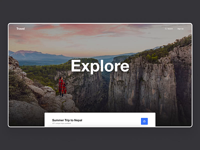 Travel Landing Page - Parallax Effect clean dark theme design exploration landing page madewithadobexd parallax parallax effect parallax scrolling parallax website prototype travel travel website ui ux web design website