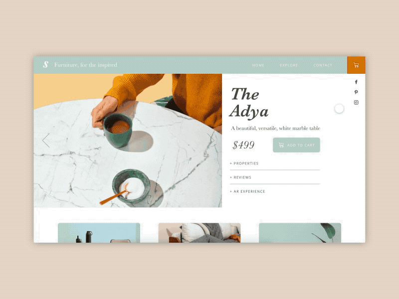 Furniture Website UI animated animated design animation furniture interaction interaction design interactive ui design uidesign uiux ux uxui web ui webdesign website design website ui