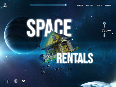 “Space Rentals” Landing Page adobe photoshop art design designer digital inspiration landing page layout mock up photoshop space uiux universe web design website
