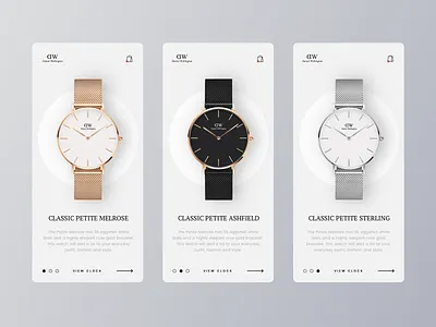 Daniel Wellington Clock app brand branding clean clock design ecommence minimal ui ux watch website