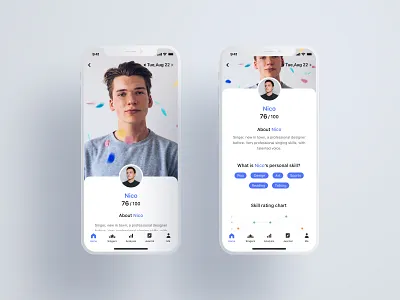 Singer score analytics align align center analytics app card chart minimal mobile sing singer ui ux white