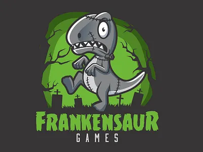 frankensaurs cartoon charachter dinosaur franskenstein fun halloween mascot vector