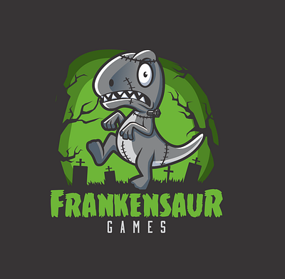 frankensaurs cartoon charachter dinosaur franskenstein fun halloween mascot vector