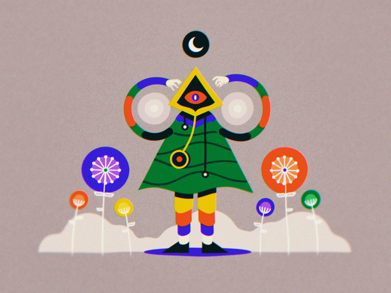 Dandelion Wizard animation chacarter character design colourful dandelion minimal motion design motion graphics orange wedge orangewedge pop psychedelic vector wizard