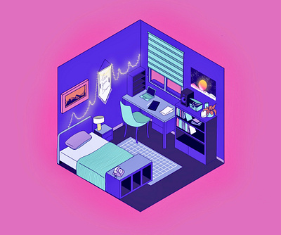 Isometric room illustration ipadpro isometric room