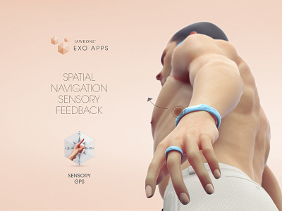 Jawbone EXO Apps - Sensory GPS adv advertising app body cgi characterdesign concept digitalart hmi human illustration interaction jawbone keyshot smartwatch wearable wearable tech