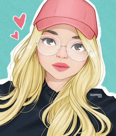 Zahra Etedali art blonde cute digital digital art draw drawing fanart girl illustration pink