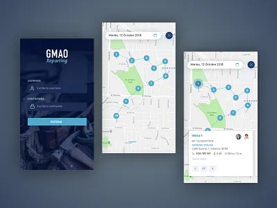 Reporting App card dark app dark ui design managment map reporting ui ux