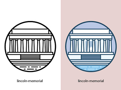 Lincoln memorial american art building capital city column congress dc design freedom graphic icon illustration landmark landscape memorial monument tourism vector