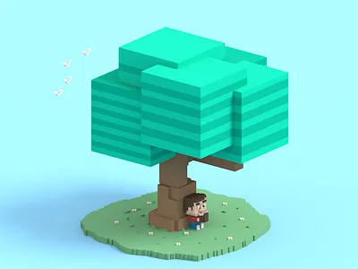 Relax 3d character characterdesign cubic cute illustration isometric magicavoxel voxel voxelart