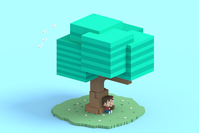 Relax 3d character characterdesign cubic cute illustration isometric magicavoxel voxel voxelart
