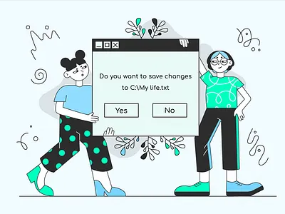 Do you want to save changes? art character characterdesign design flat flowers human illustration people vector