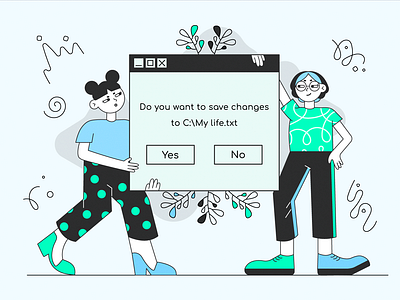 Do you want to save changes? art character characterdesign design flat flowers human illustration people vector