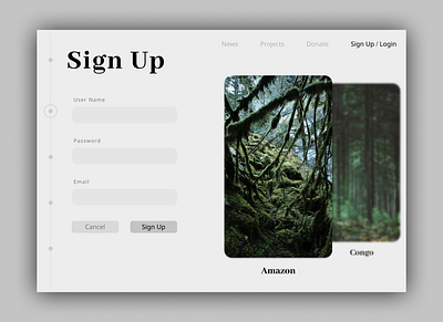 Day 01 || Daily UI Sign Up dailyui dailyui 001 dailyuichallenge design figma nature rainforest sign up ui web