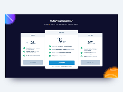 Chris Courses Price Chart branding design gradient ui website xd