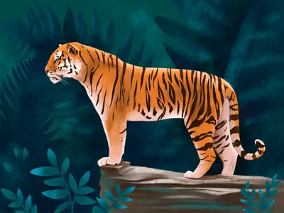 Tropical mood bird illustration nature poster tiger tropical