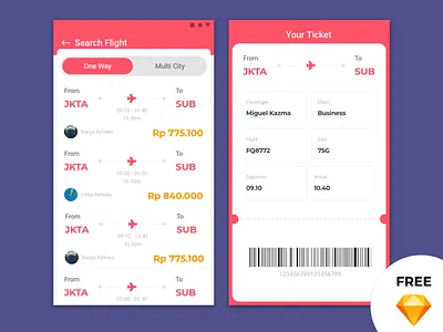 Flight App airline android app booking design flight free freebies interface mobile mobile design ticket travel ui ux