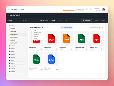 Ezhe Source - Docs Sharing Dashboard app folder structure crm dashboard file manager share docs ui ui design ux design webdesign