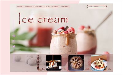 Ice cream landing page design header exploration hero image icecream illustration landingpage minimal recipe book ui uidesign ux webdesig