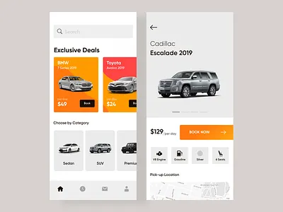 Car Rental App - Concept adobe xd app app design car rental design flat minimal minimalism rental sketch ui ux