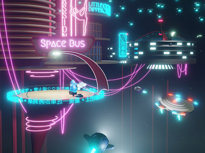 Jetsons 3019 b3d blender cyberpunk drone eevee game glow jetsons rosey space