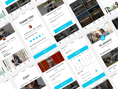 Shoot My Travel App - Traveler app calendar chat design destination packages photographer profile rate receipt screens travel travel app ui ux