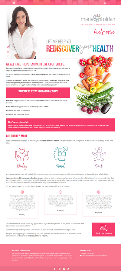 Mariaroldan.ca - Nutritionist & Wellness Advocate web developement website design wordpress