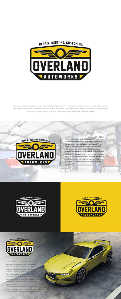 Logo Design: Overland automobile automotive brand car design graphic icon iconography identity logo mark retro symbol vintage