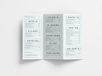 Menu Card for a high-end Sports bar layout menu card sport bar