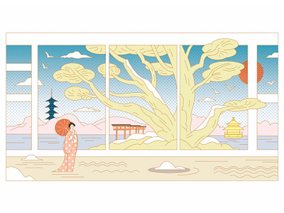 Kyoto Vibe art design graphic design illustration illustration art illustrator japan japanese art kyoto line vector vector art vector illustration