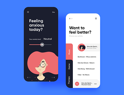 Anxious Control app UI anxiety anxious app design application clean clean app game illustrations mood moods music therapy ui uidesign ux uxdesign