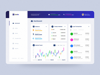 Coinlin - Crypto Wallet Dashboard admin panel admin template coins cryptocurrency dashboard design dashboard ui design minimal prototype user experience design user interface ux wallet app