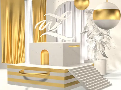 Golden Creamy Land 3d art direction branding cinema4d creamy white gold