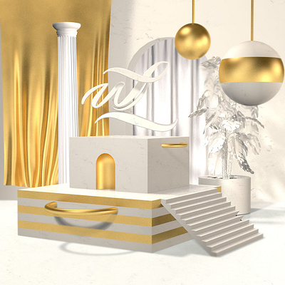 Golden Creamy Land 3d art direction branding cinema4d creamy white gold