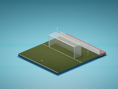 Football ball blue color focus football goal goalpost grass light red texture yellow