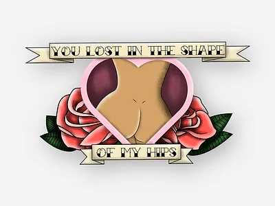 Hips adobe design design art flowers illustration illustrator music old school old school tattoo pink rose roses song sticker texture traditional tattoo vector white