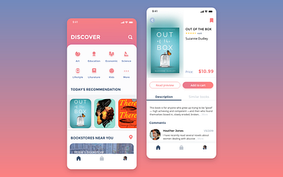 Bookstore app concept blue book bookstore concept design ios mobile app pastel pink shopping ui ui design uiux xd