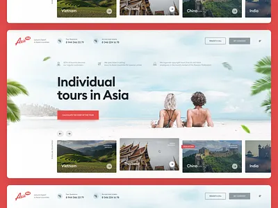 The main screen of the site of a travel company app asia beach beach holidays beautiful big hero branding design design development desktop image main screen recreation resort sun tourism ui ux web web design
