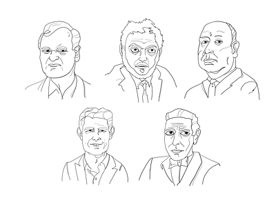 Movie Portraits actor alfred hitchcock director humphrey bogart illustration materik mattias eriksson quintin tarantino stanley kubrick tom cruise