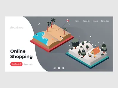 Book Store books design flat illustration isometric ui vector web website