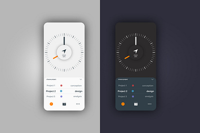 clock - time tracking app app app concept app ui darkmode design time time tracking timetracking tracking ui ux uxdesign