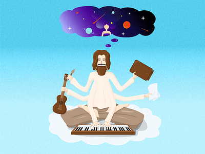 God of arts art arts character character design cosmos creative design dreams flat illustration illustrator vector