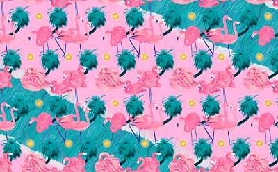 Flamingo collage color design digitalart fashion feminine finland finnish flamingo girly illustration pattern pink print