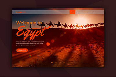 Welcome to Egypt camel dunes page design sand sunset traveling ui design web design website